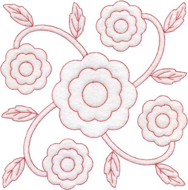 Picture of Marigold Redwork - Full-size Machine Embroidery Design