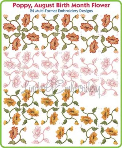 Picture of Poppy (August) Embroidery Design Pack