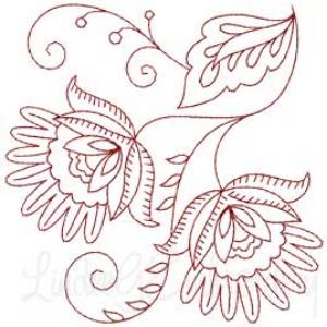 Picture of Jacobean Redwork Flower 0 Machine Embroidery Design