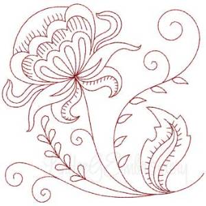 Picture of Jacobean Redwork Flower 8 Machine Embroidery Design