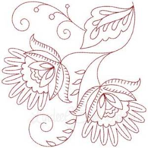 Picture of Jacobean Redwork Flower 0 Machine Embroidery Design