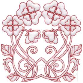 Deco Floral Redwork 8 - full (2 sizes) Machine Embroidery Design
