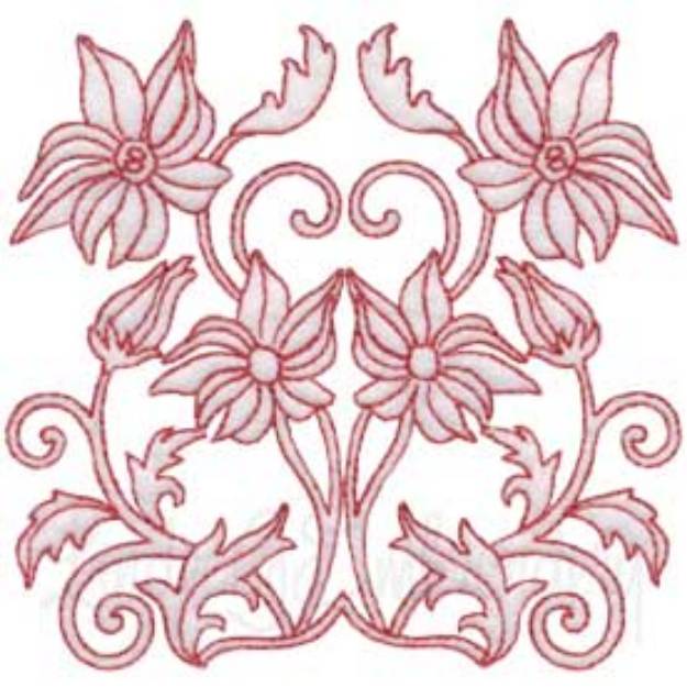 Picture of Deco Floral Redwork 9 - full (2 sizes) Machine Embroidery Design