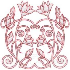 Picture of Deco Floral Redwork 8 - full (2 sizes) Machine Embroidery Design