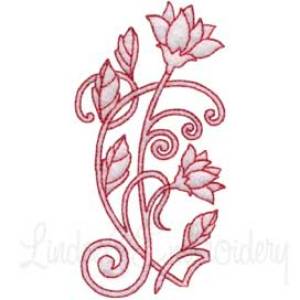 Picture of Deco Floral Redwork 8 - half (2 sizes) Machine Embroidery Design