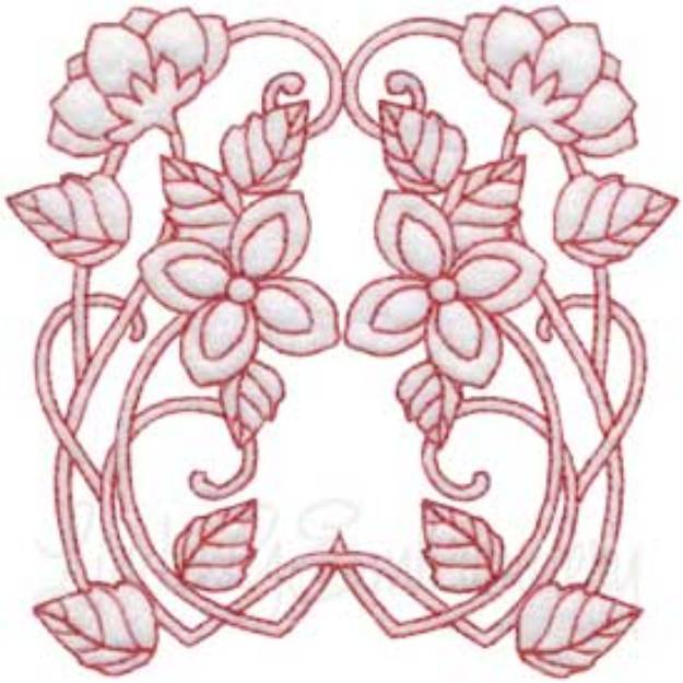 Picture of Deco Floral Redwork 9 - full (2 sizes) Machine Embroidery Design