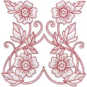 Picture of Deco Floral Redwork 10 - full (2 sizes) Machine Embroidery Design