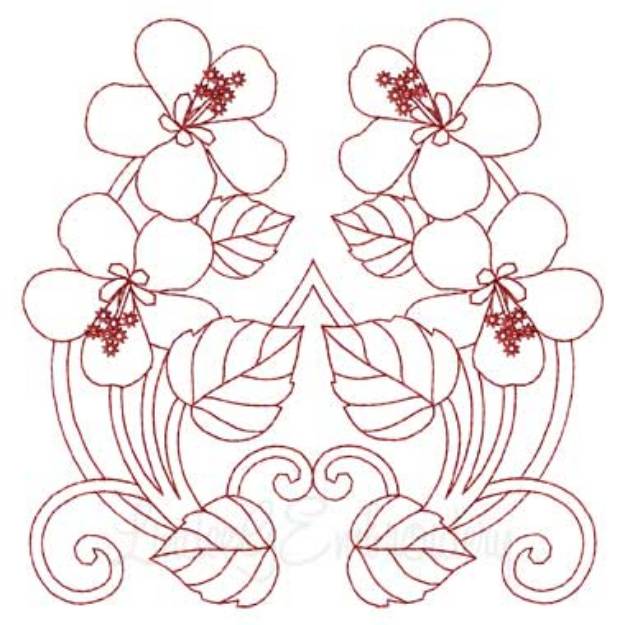 Picture of Deco Floral Redwork 6 - full (2 sizes) Machine Embroidery Design