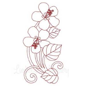 Picture of Deco Floral Redwork 6 - half (2 sizes) Machine Embroidery Design