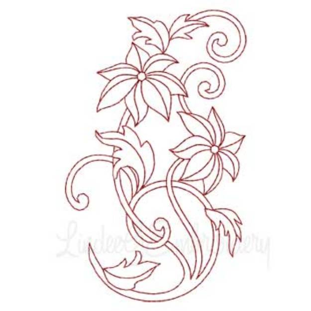 Picture of Deco Floral Redwork 7 - half (2 sizes) Machine Embroidery Design