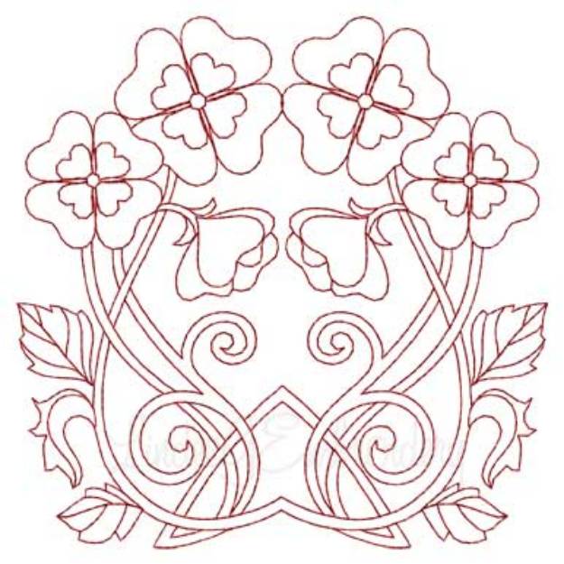 Picture of Deco Floral Redwork 8 - full (2 sizes) Machine Embroidery Design