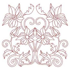 Picture of Deco Floral Redwork 9 - full (2 sizes) Machine Embroidery Design