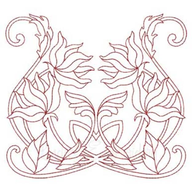 Picture of Deco Floral Redwork 10 - full (2 sizes) Machine Embroidery Design