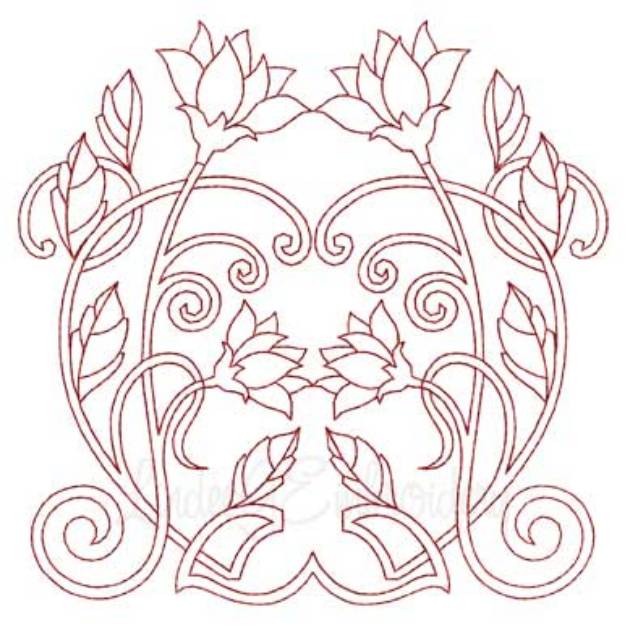 Picture of Deco Floral Redwork 8 - full (2 sizes) Machine Embroidery Design