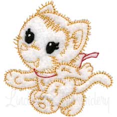 Retro Kitty 2 (outline) (3 sizes) Machine Embroidery Design