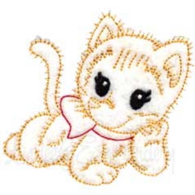 Picture of Retro Kitty 4 (outline) (3 sizes) Machine Embroidery Design