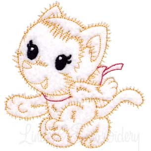 Retro Kitty 2 (outline) (3 sizes) Machine Embroidery Design