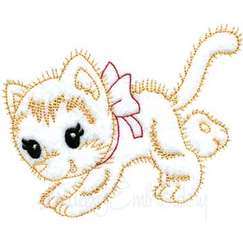 Retro Kitty 3 Machine Embroidery Design
