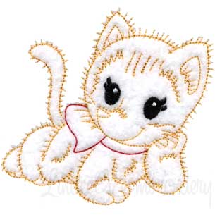 Retro Kitty 4 (outline) (3 sizes) Machine Embroidery Design