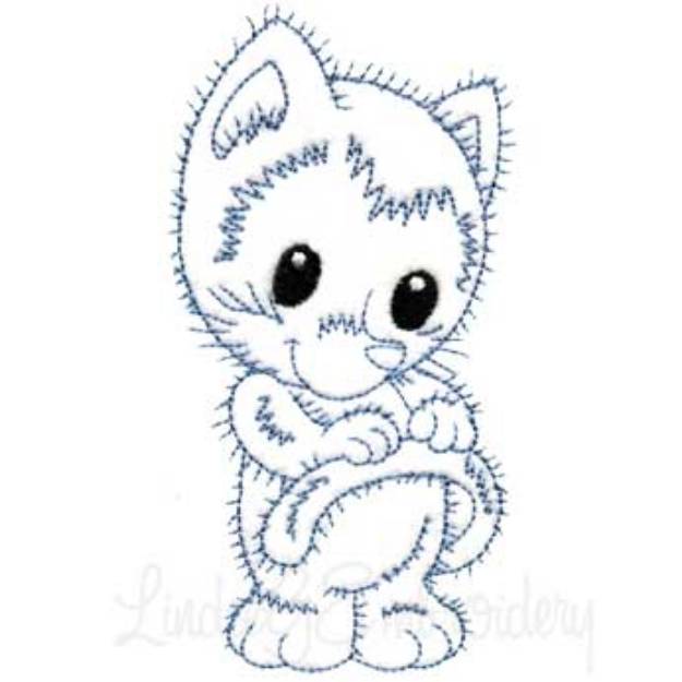 Picture of Retro Kitty 7 (outline) (3 sizes) Machine Embroidery Design