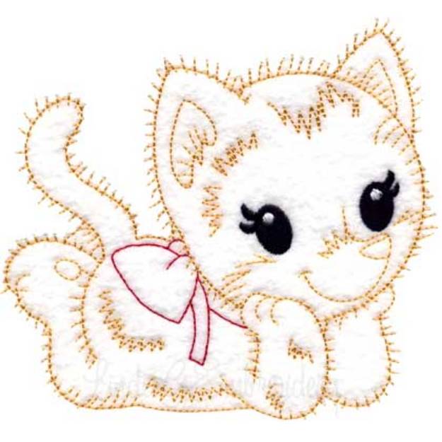 Picture of Retro Kitty 1 (outline) (3 sizes) Machine Embroidery Design