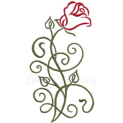 Calligraphy Rose 5 Machine Embroidery Design