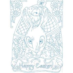 Picture of Happy Easter (Redwork) (3 sizes) Machine Embroidery Design