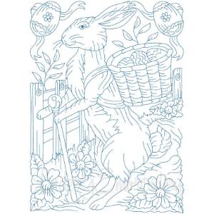 Picture of Delivering Eggs (Redwork) (3 sizes) Machine Embroidery Design