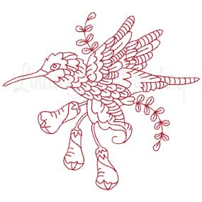 Hummingbird 8 Redwork (3 sizes) Machine Embroidery Design