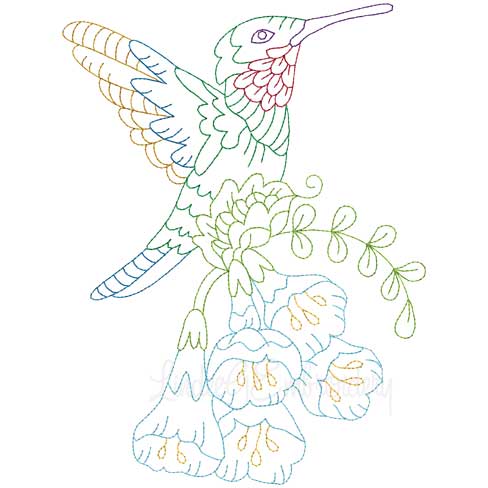 Hummingbird 7 Multicolor (3 sizes) Machine Embroidery Design