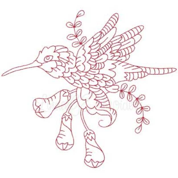 Picture of Hummingbird 8 Redwork (3 sizes) Machine Embroidery Design