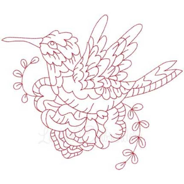 Picture of Hummingbird 9 Redwork (3 sizes) Machine Embroidery Design