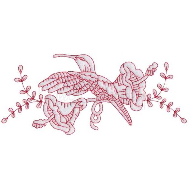 Picture of Hummingbird 5 Redwork (3 sizes) Machine Embroidery Design