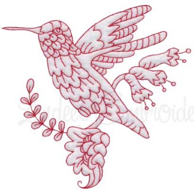 Picture of Hummingbird 6 Redwork (3 sizes) Machine Embroidery Design