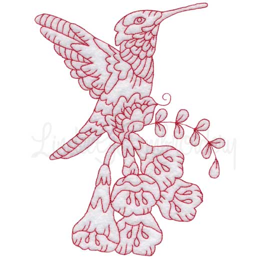 Hummingbird 7 Redwork (3 sizes) Machine Embroidery Design