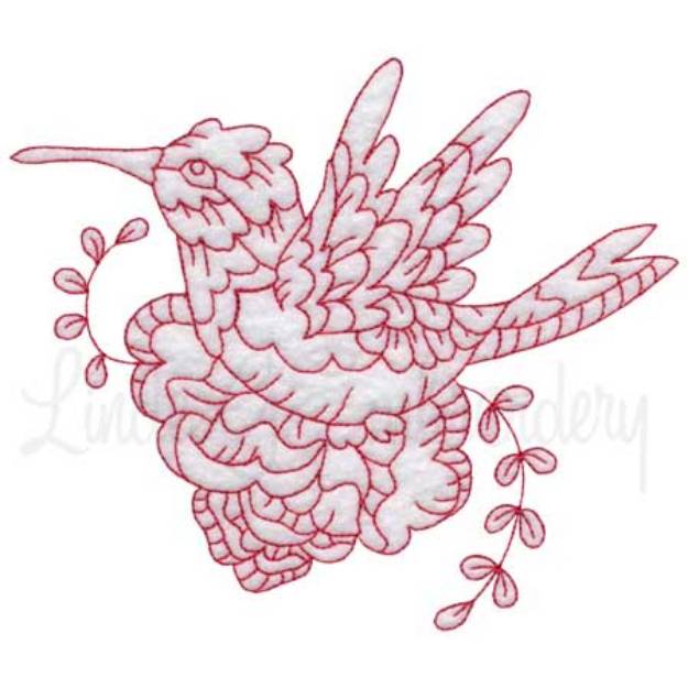 Picture of Hummingbird 9 Redwork (3 sizes) Machine Embroidery Design