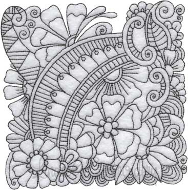 Floral Doodle Block 4 (5 sizes) Machine Embroidery Design