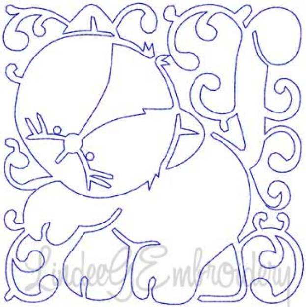 Picture of Kitty Quilt Block (4 sizes) Machine Embroidery Design