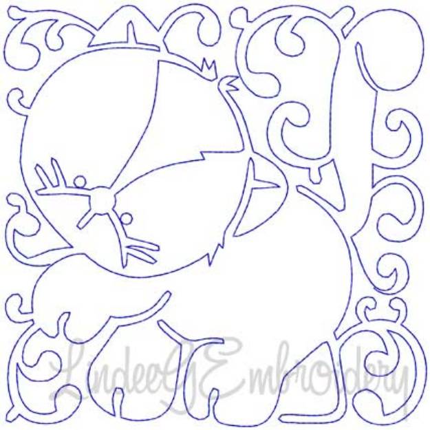 Picture of Kitty Quilt Block (4 sizes) Machine Embroidery Design