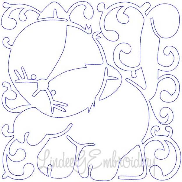 Picture of Kitty Quilt Block (4 sizes) Machine Embroidery Design