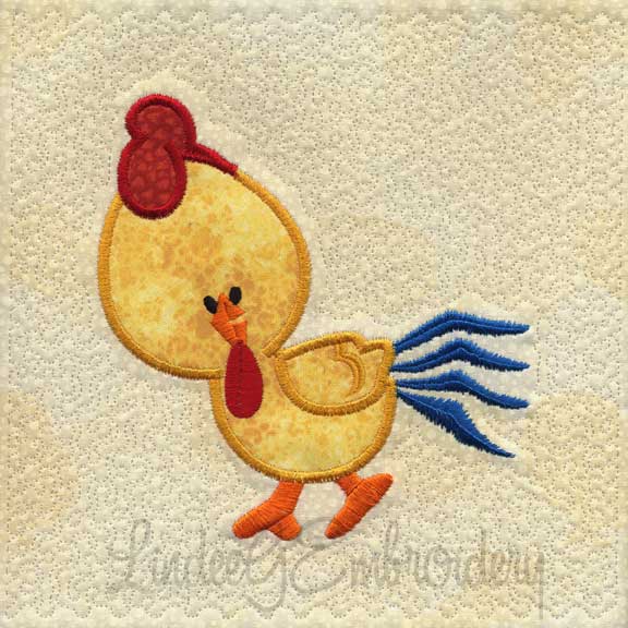 Applique Rooster - Quilted Machine Embroidery Design