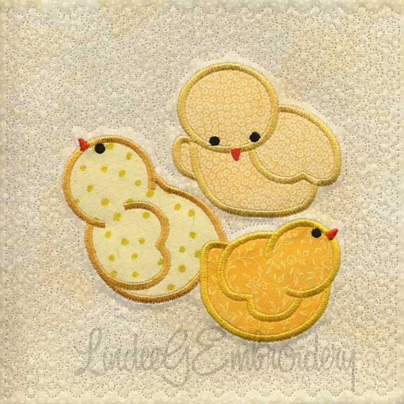 Applique Chicks - Quilted Machine Embroidery Design