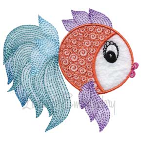 Doodle Fish Machine Embroidery Design