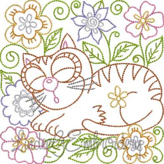 Picture of Kitty 4 Multi-Color (5 sizes) Machine Embroidery Design