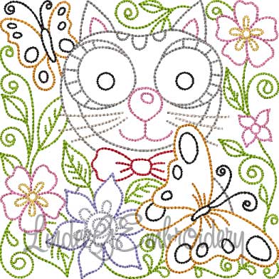 Kitty 6 Multi-Color (5 sizes) Machine Embroidery Design