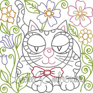 Kitty 8 Multi-Color (5 sizes) Machine Embroidery Design