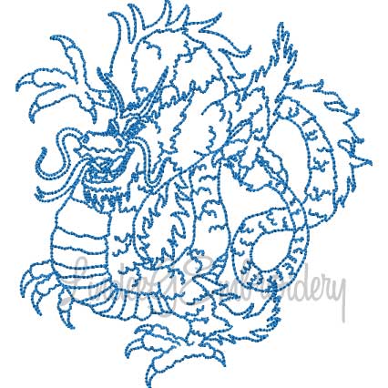 Bluework Chinese Dragon 7 Machine Embroidery Design