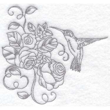 Roses & Hummingbird (6 sizes) Machine Embroidery Design