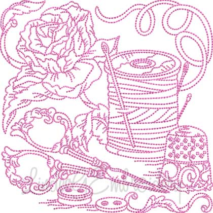Vintage Sewing Notions 9 (5 sizes) Machine Embroidery Design