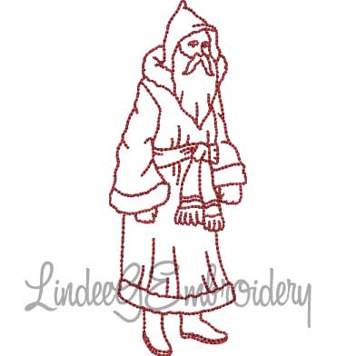 Santa in Belted Coat (3 sizes) Machine Embroidery Design